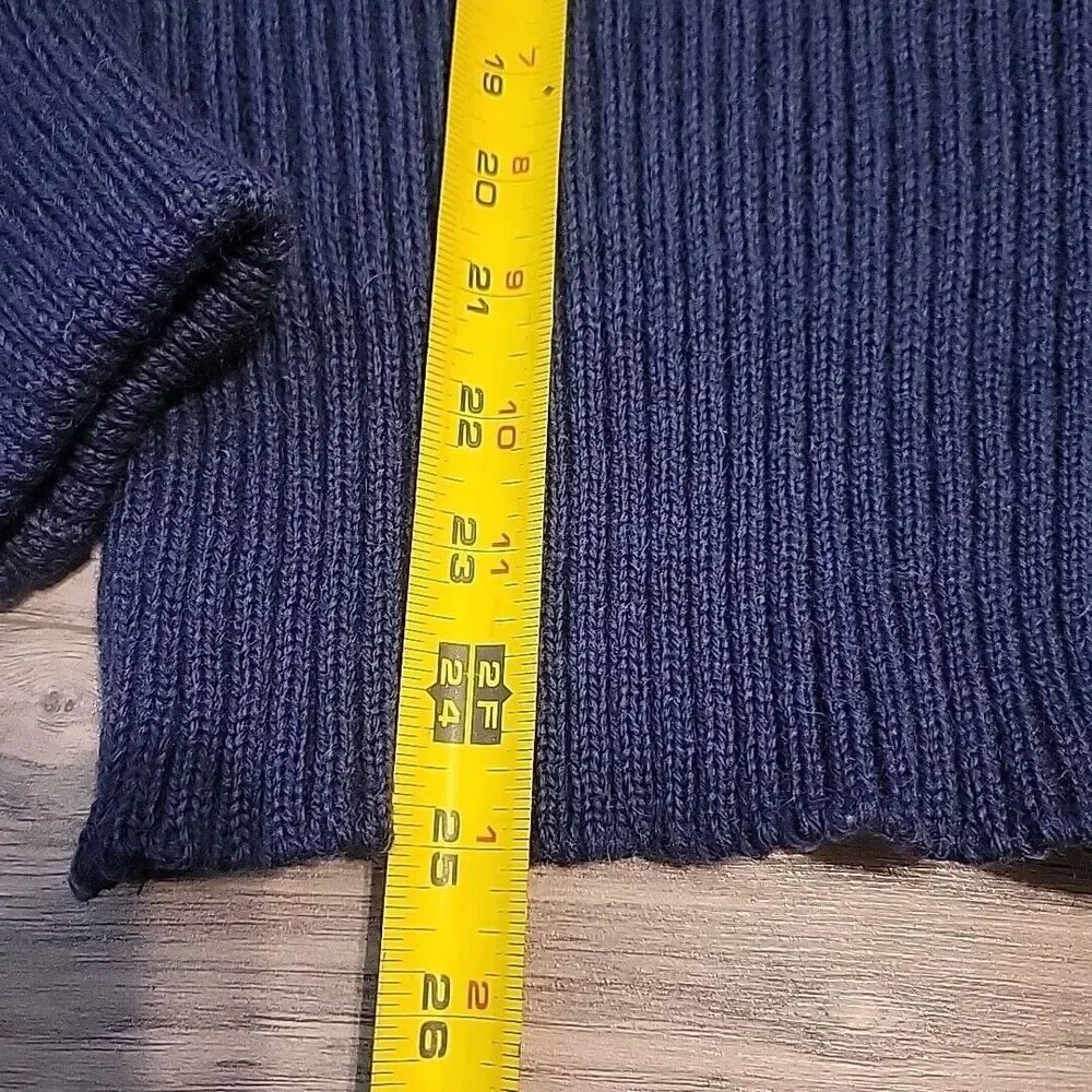 Vintage Citadel Sweater Adult 35 Blue  Wool V-Neck Long‎ Sleeve Elbow Pads